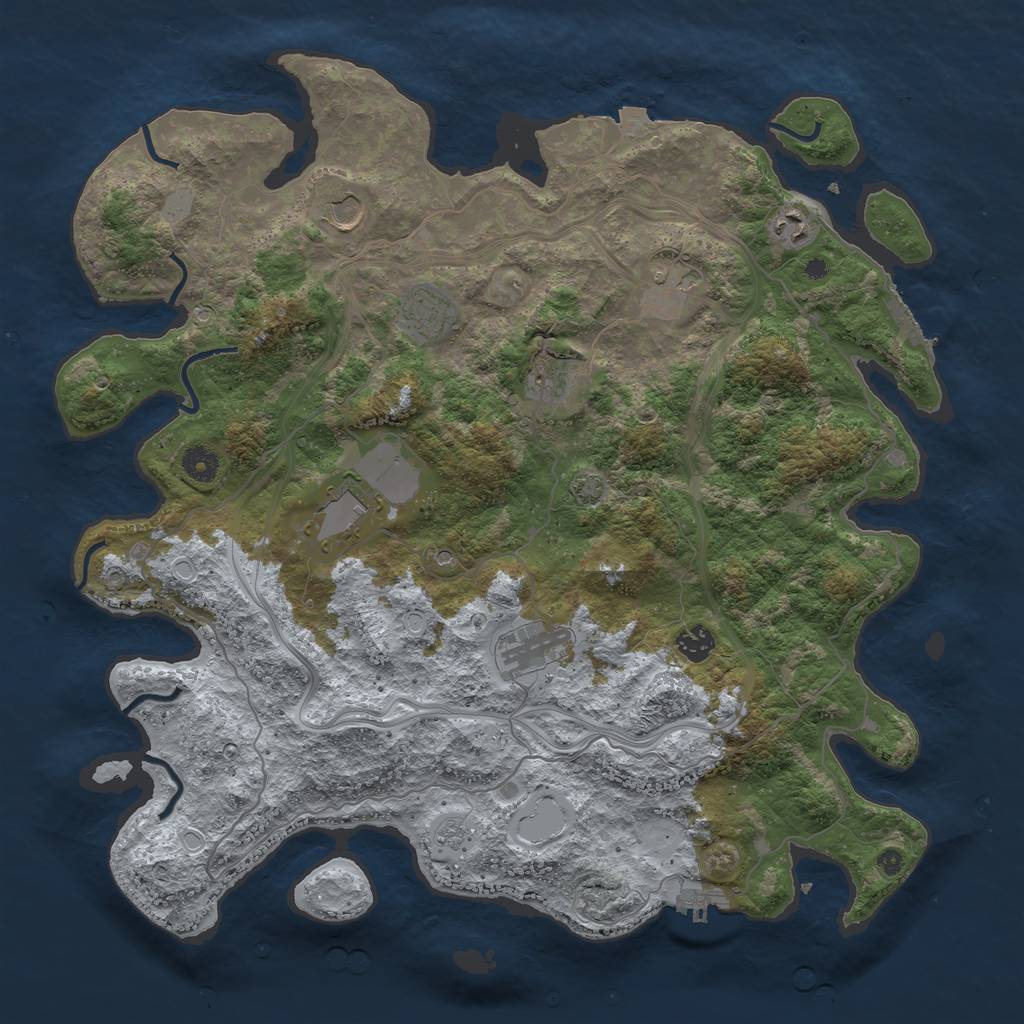 Rust Map: Procedural Map, Size: 4250, Seed: 1966360099, 16 Monuments