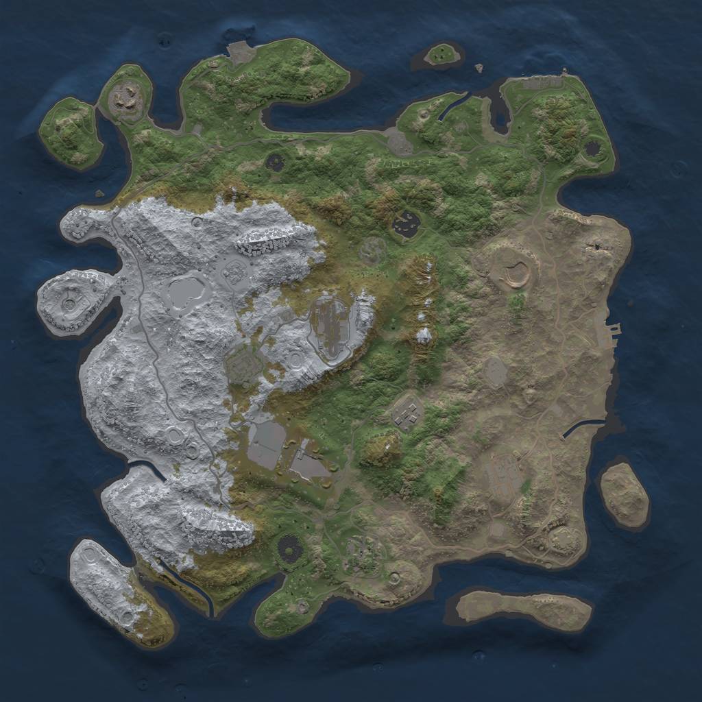 Rust Map: Procedural Map, Size: 4000, Seed: 7308636, 17 Monuments