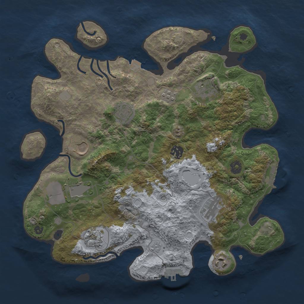 Rust Map: Procedural Map, Size: 3500, Seed: 213618997, 17 Monuments