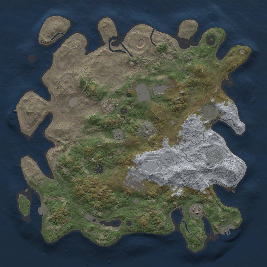 Rust Map: Procedural Map, Size: 4000, Seed: 228902820, 17 Monuments