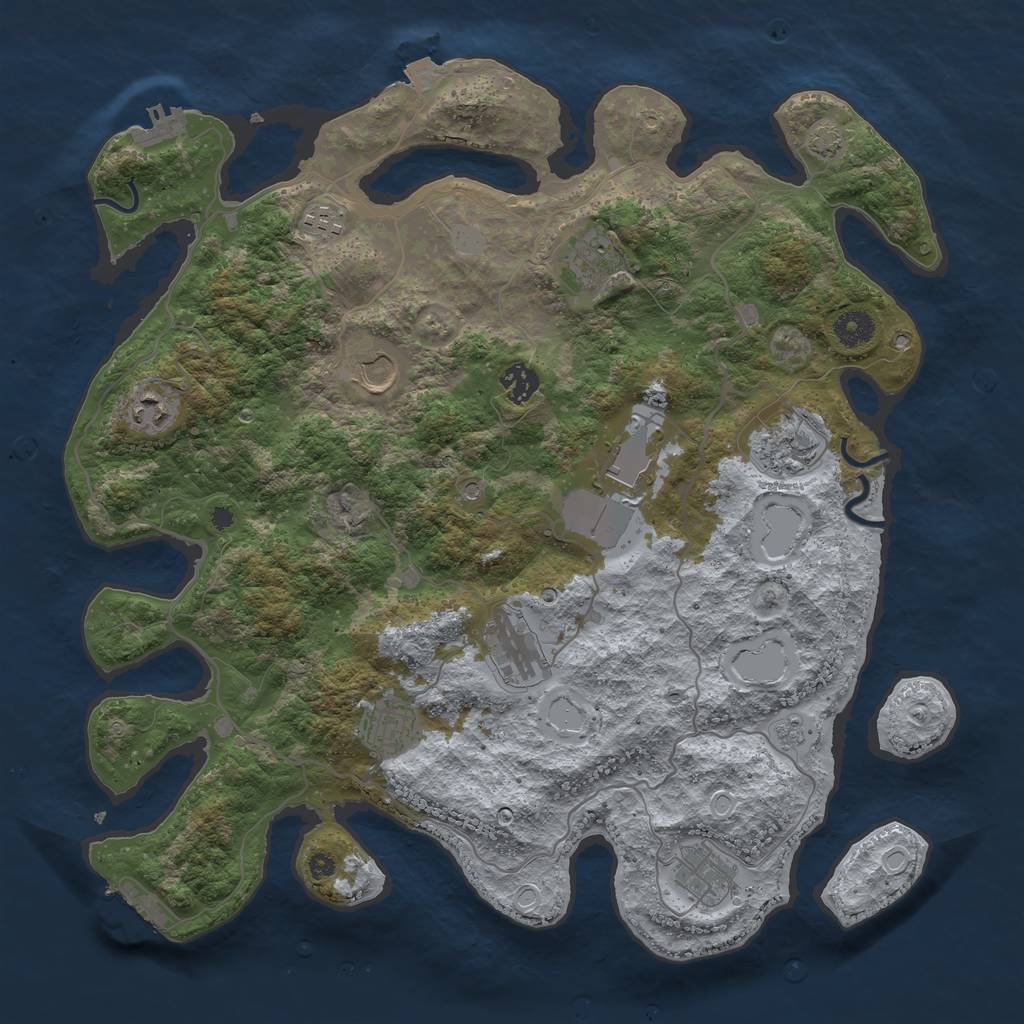 Rust Map: Procedural Map, Size: 4000, Seed: 1179172485, 18 Monuments