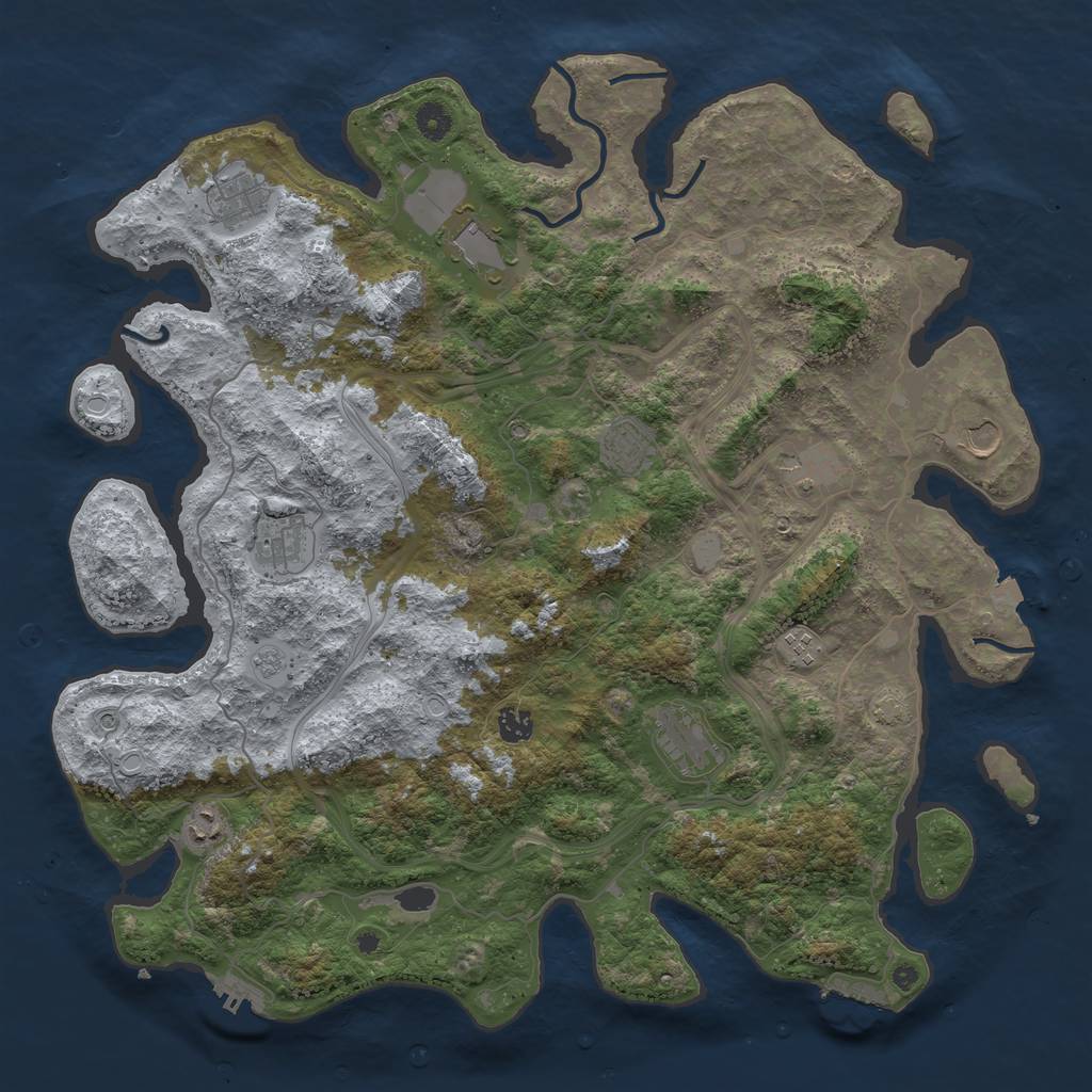 Rust Map: Procedural Map, Size: 4500, Seed: 1275536760, 18 Monuments
