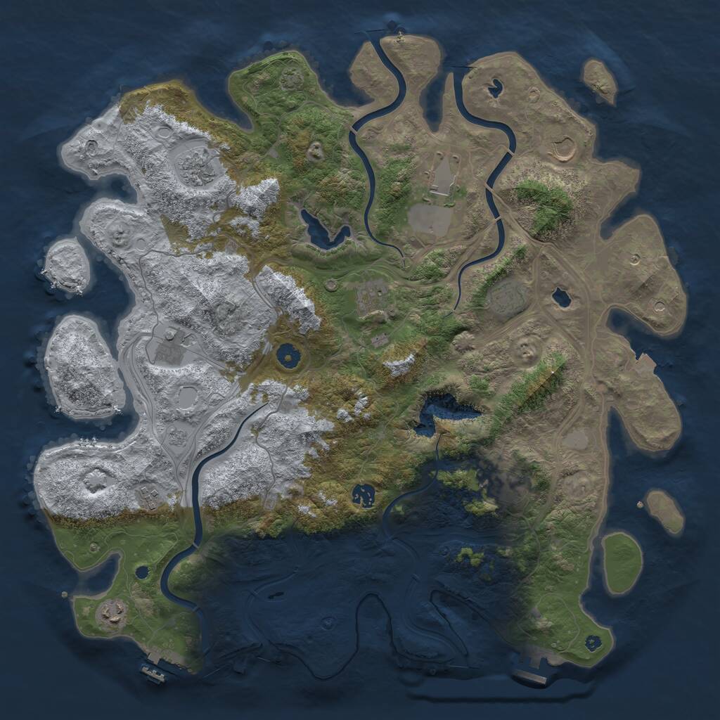 Rust Map: Procedural Map, Size: 4500, Seed: 1275536760, 16 Monuments
