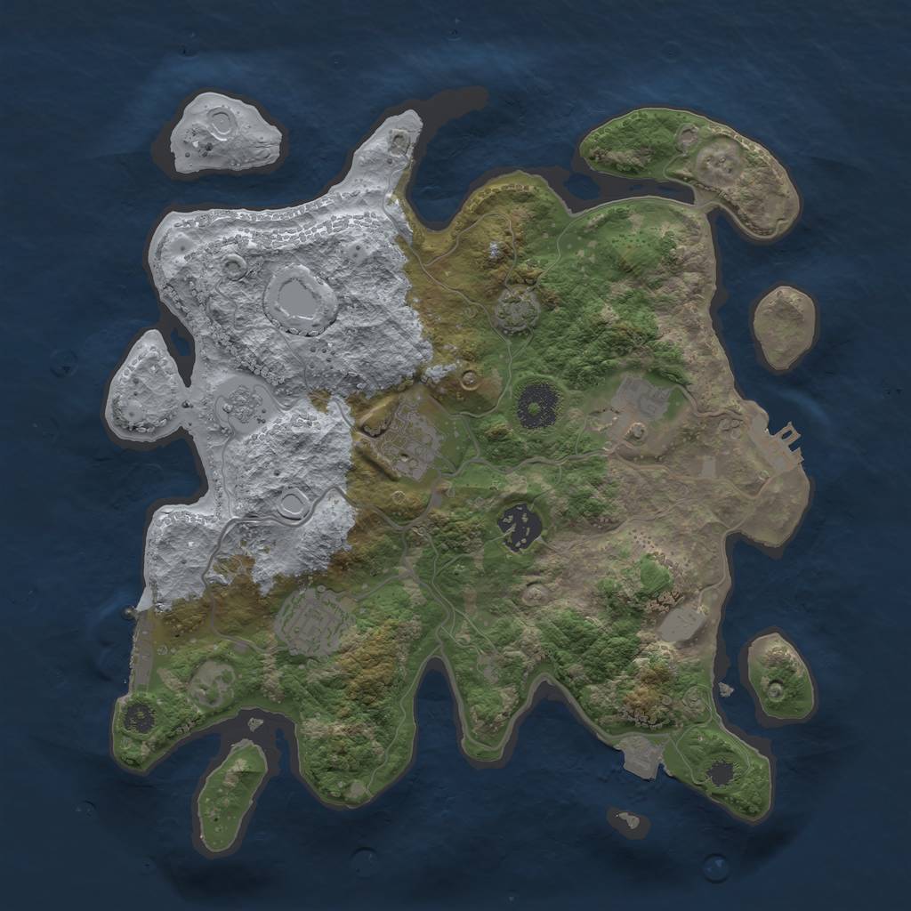 Rust Map: Procedural Map, Size: 3100, Seed: 1283041856, 11 Monuments