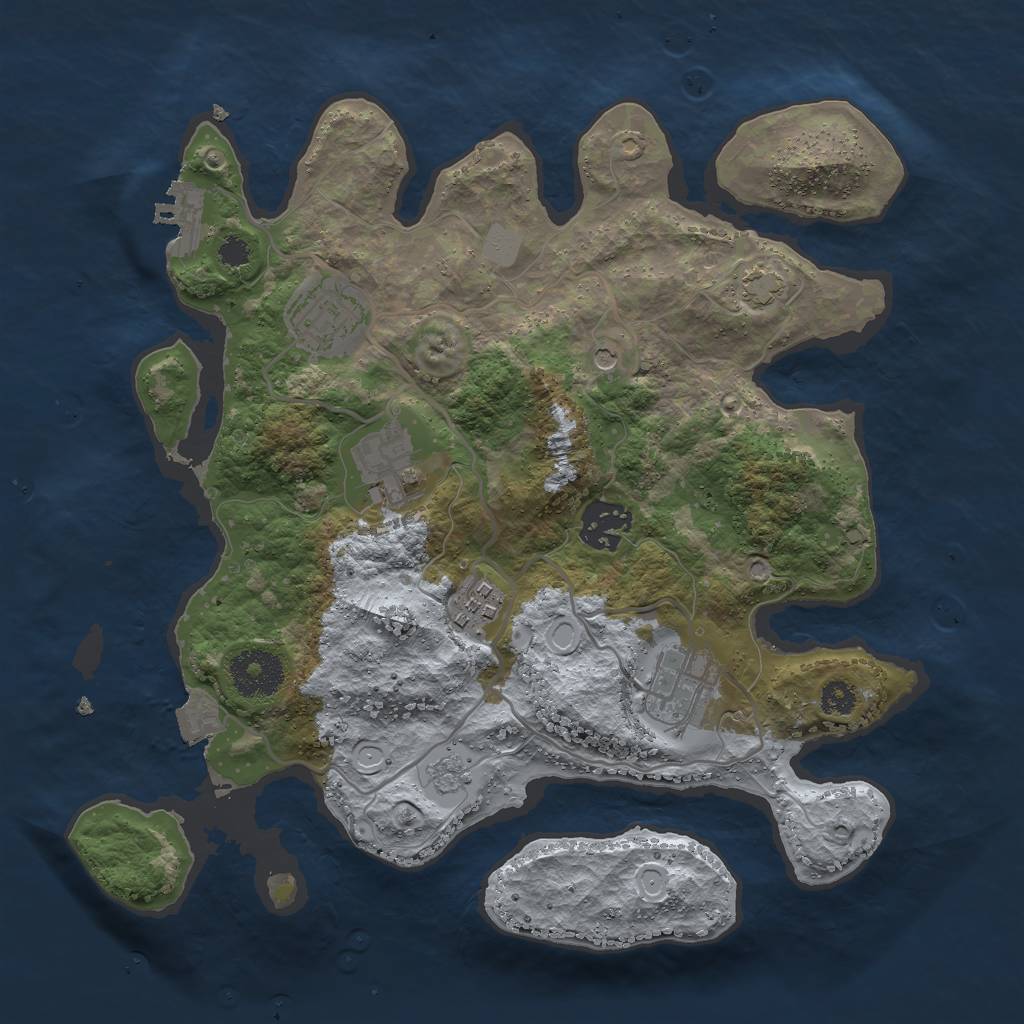 Rust Map: Procedural Map, Size: 3000, Seed: 1258274357, 12 Monuments