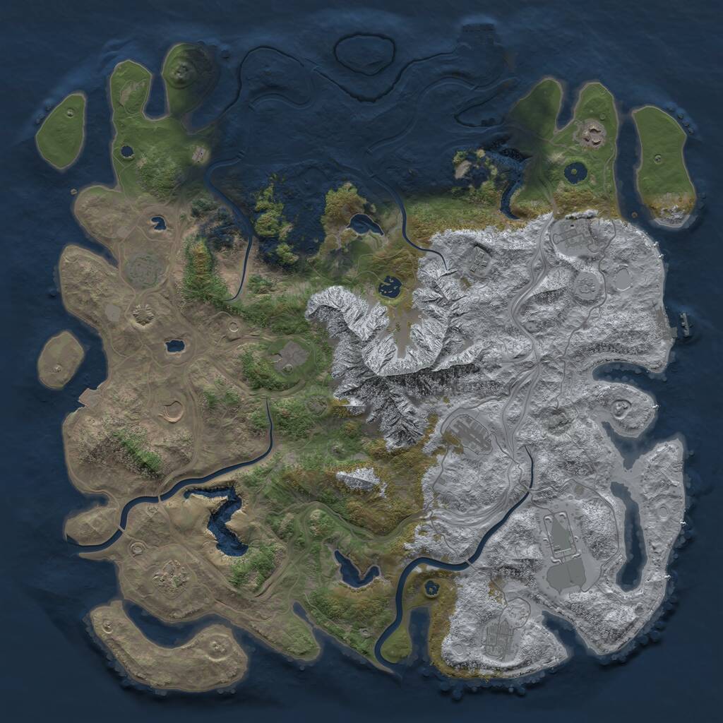 Rust Map: Procedural Map, Size: 5000, Seed: 749982, 17 Monuments