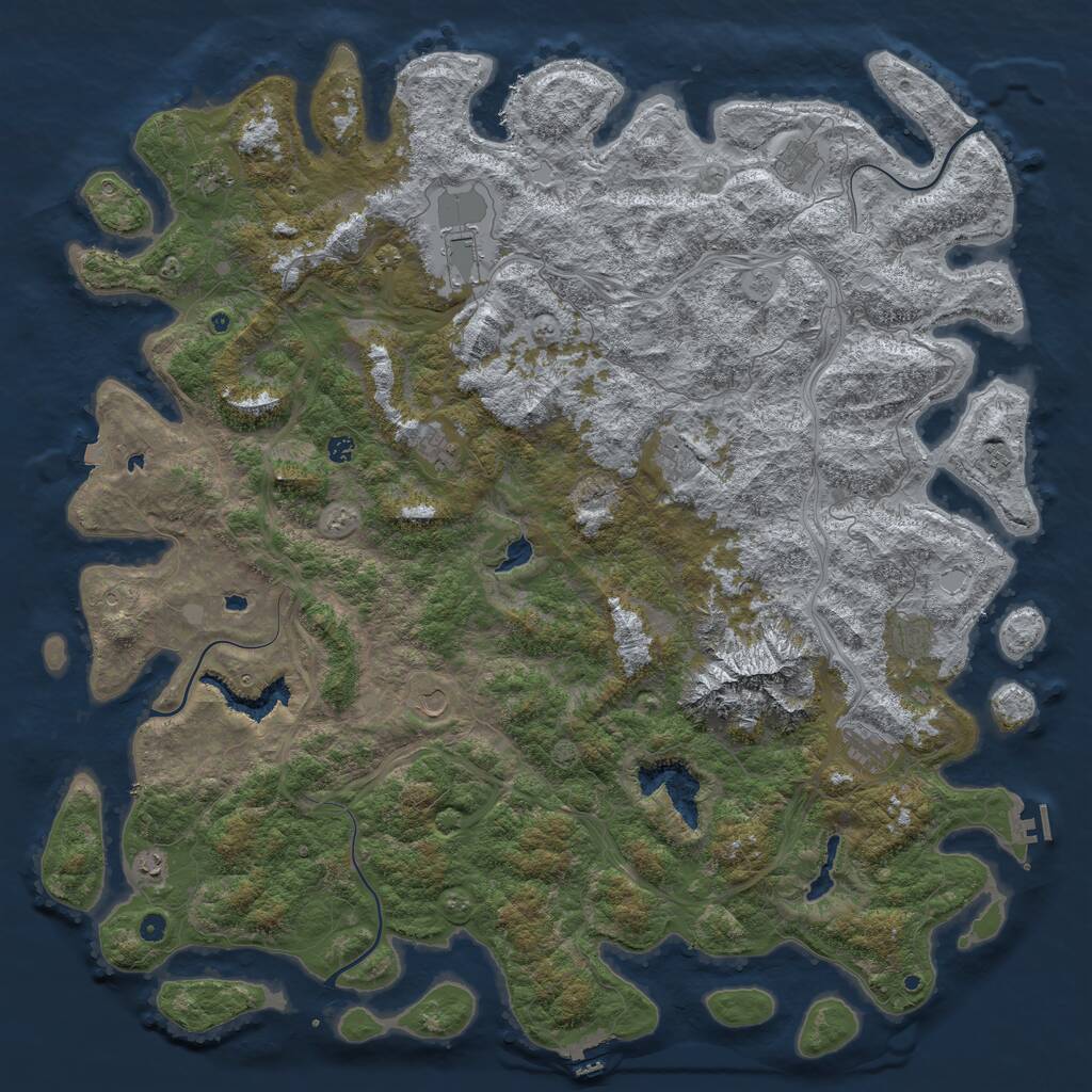 Rust Map: Procedural Map, Size: 6000, Seed: 891219, 17 Monuments