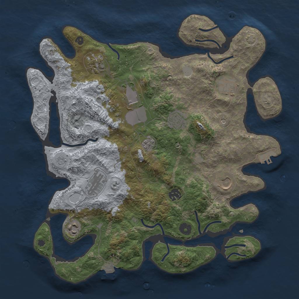 Rust Map: Procedural Map, Size: 3700, Seed: 843599786, 16 Monuments