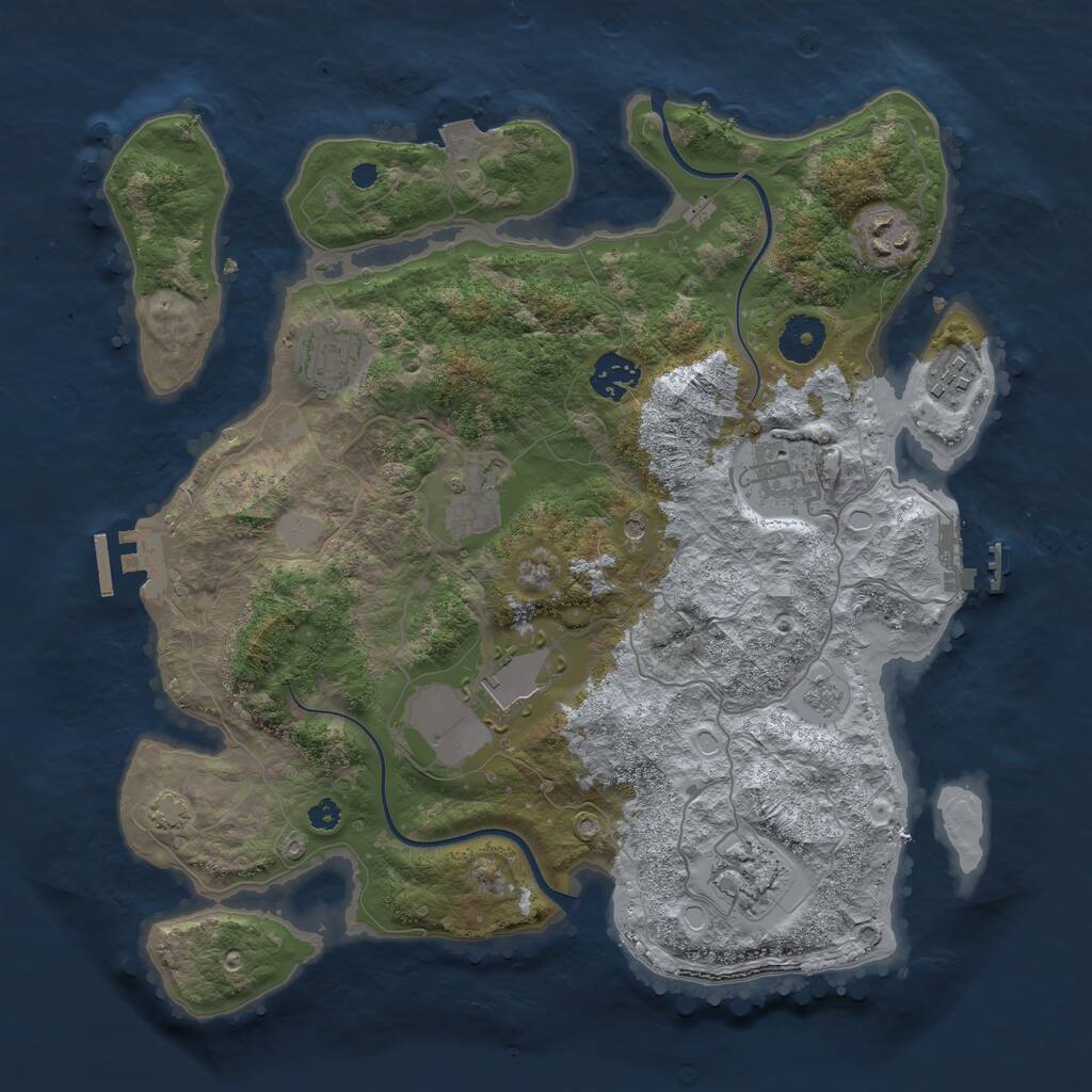 Rust Map: Procedural Map, Size: 3500, Seed: 852127028, 14 Monuments