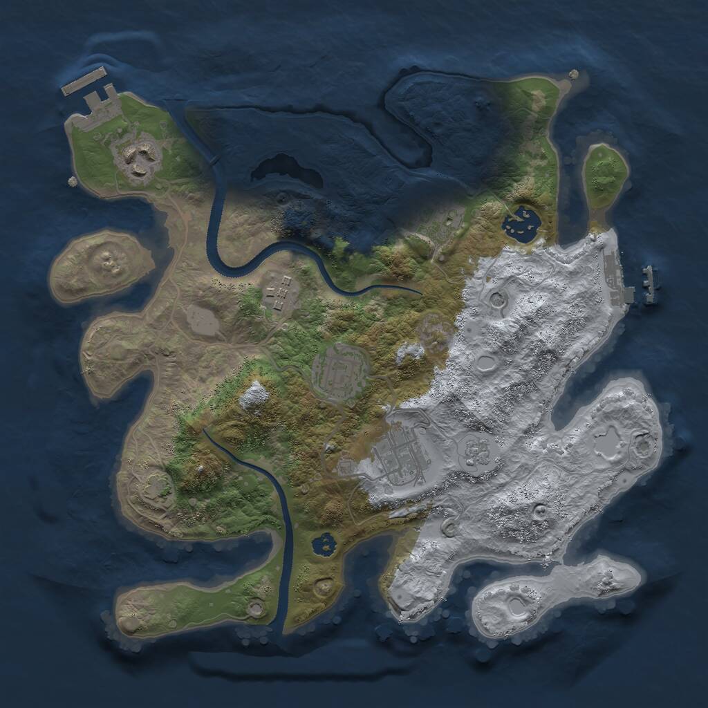 Rust Map: Procedural Map, Size: 3000, Seed: 749707013, 12 Monuments