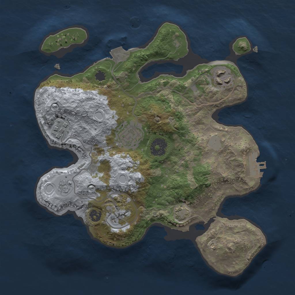 Rust Map: Procedural Map, Size: 2500, Seed: 1196524661, 10 Monuments