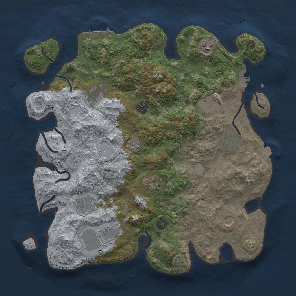 Rust Map: Procedural Map, Size: 3800, Seed: 2003, 18 Monuments