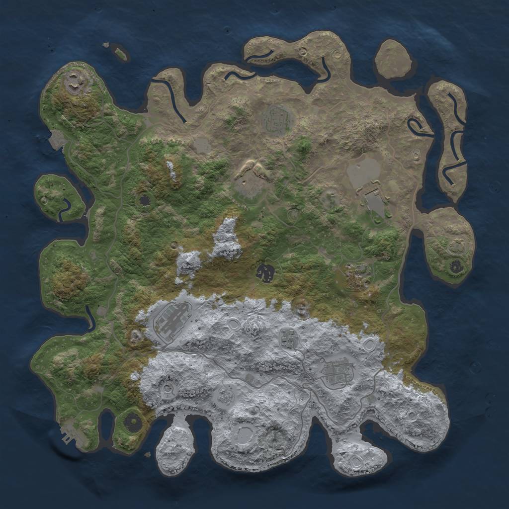 Rust Map: Procedural Map, Size: 4100, Seed: 19055842, 16 Monuments
