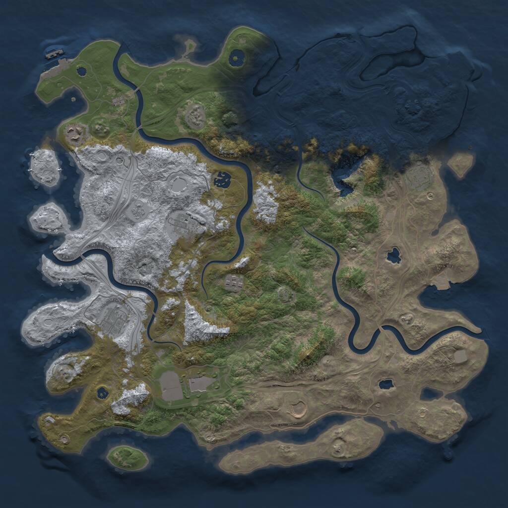 Rust Map: Procedural Map, Size: 4500, Seed: 848618, 14 Monuments