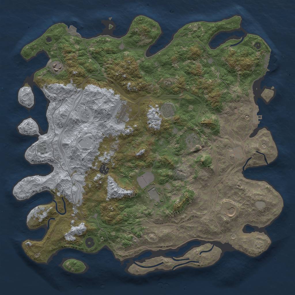 Rust Map: Procedural Map, Size: 4500, Seed: 848618, 17 Monuments