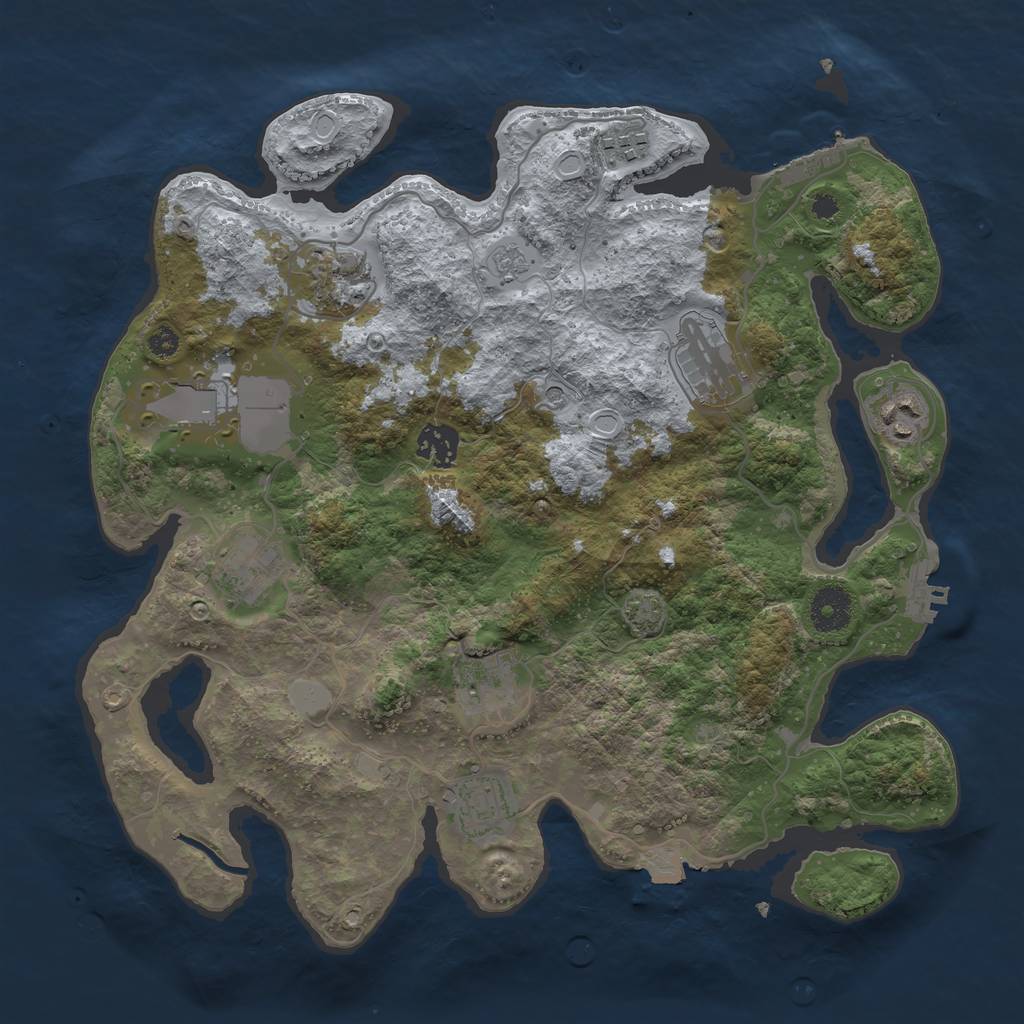 Rust Map: Procedural Map, Size: 3500, Seed: 187576721, 17 Monuments