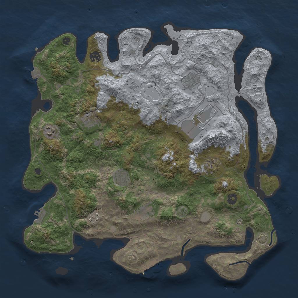 Rust Map: Procedural Map, Size: 4050, Seed: 1913317311, 17 Monuments