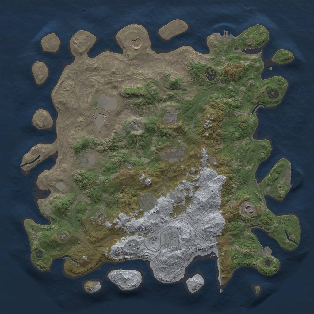 Rust Map: Procedural Map, Size: 4250, Seed: 1136603076, 18 Monuments
