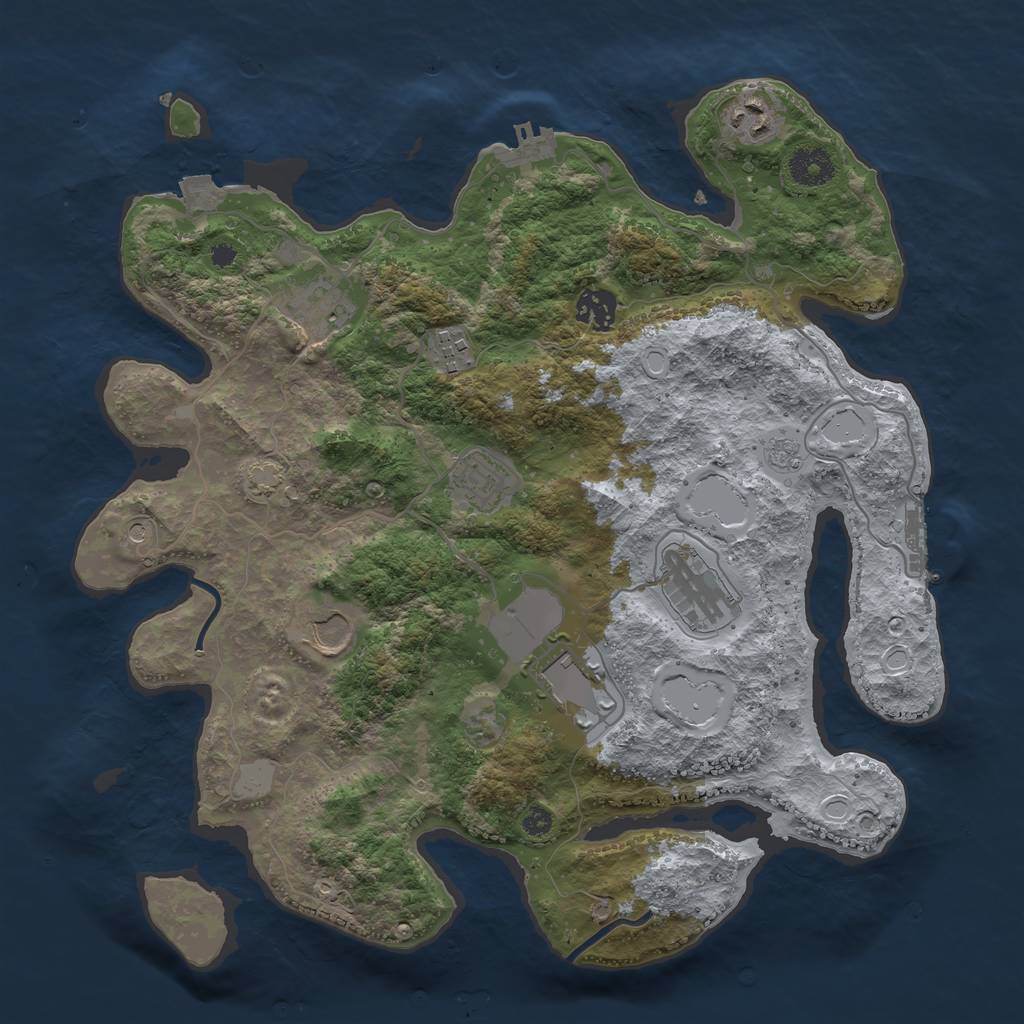 Rust Map: Procedural Map, Size: 3600, Seed: 306657744, 16 Monuments