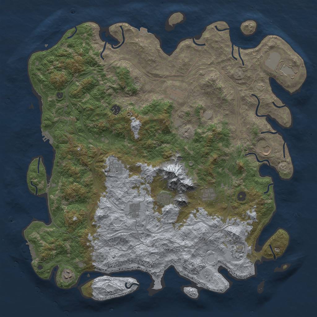 Rust Map: Procedural Map, Size: 5000, Seed: 821344018, 19 Monuments