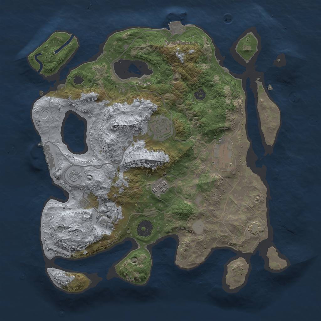 Rust Map: Procedural Map, Size: 3000, Seed: 35743315, 10 Monuments