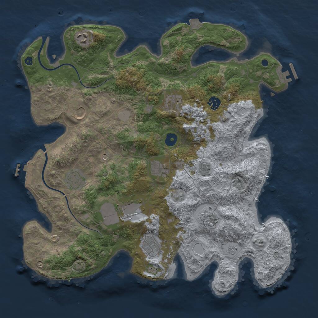 Rust Map: Procedural Map, Size: 3800, Seed: 16095598, 16 Monuments