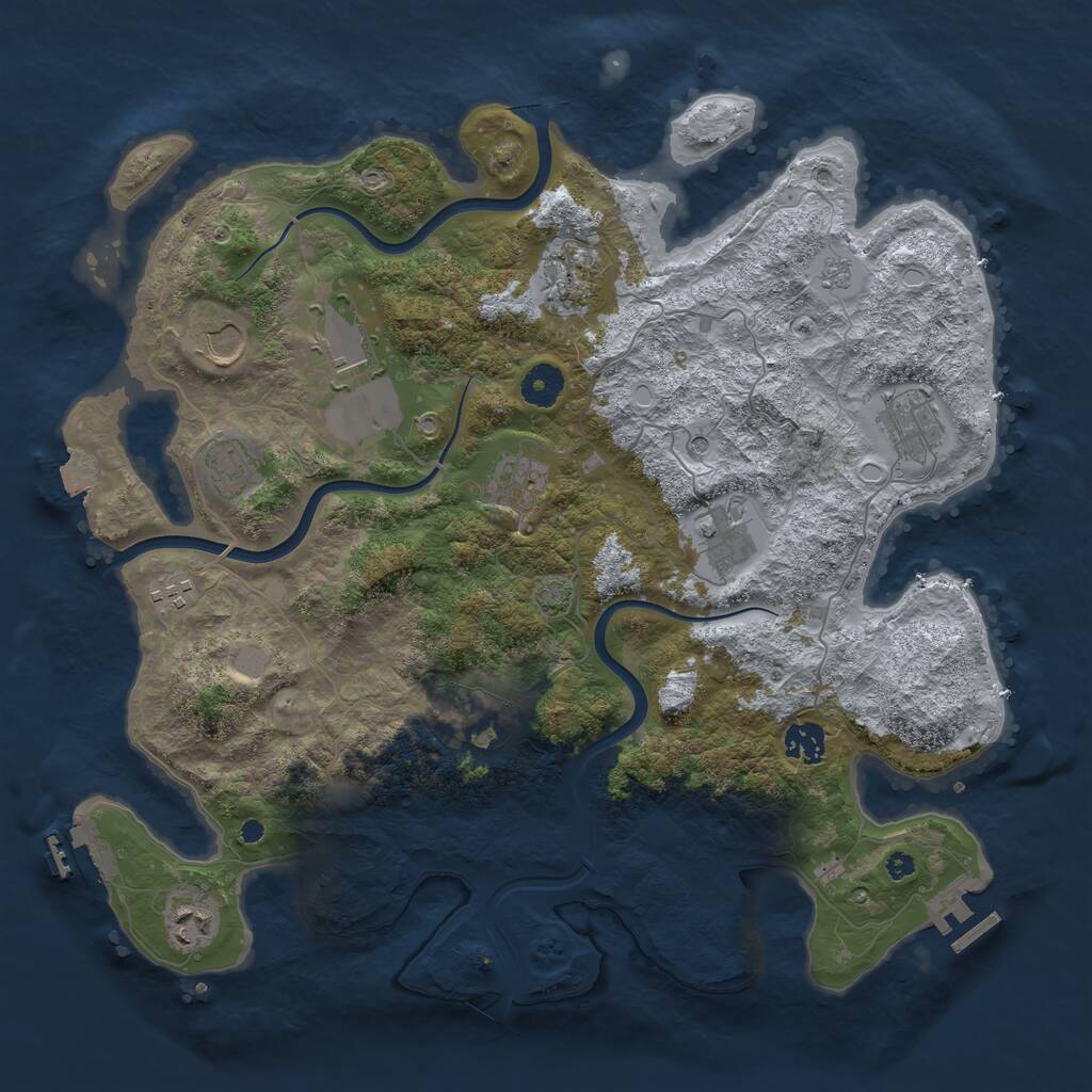 Rust Map: Procedural Map, Size: 3900, Seed: 36607141, 17 Monuments
