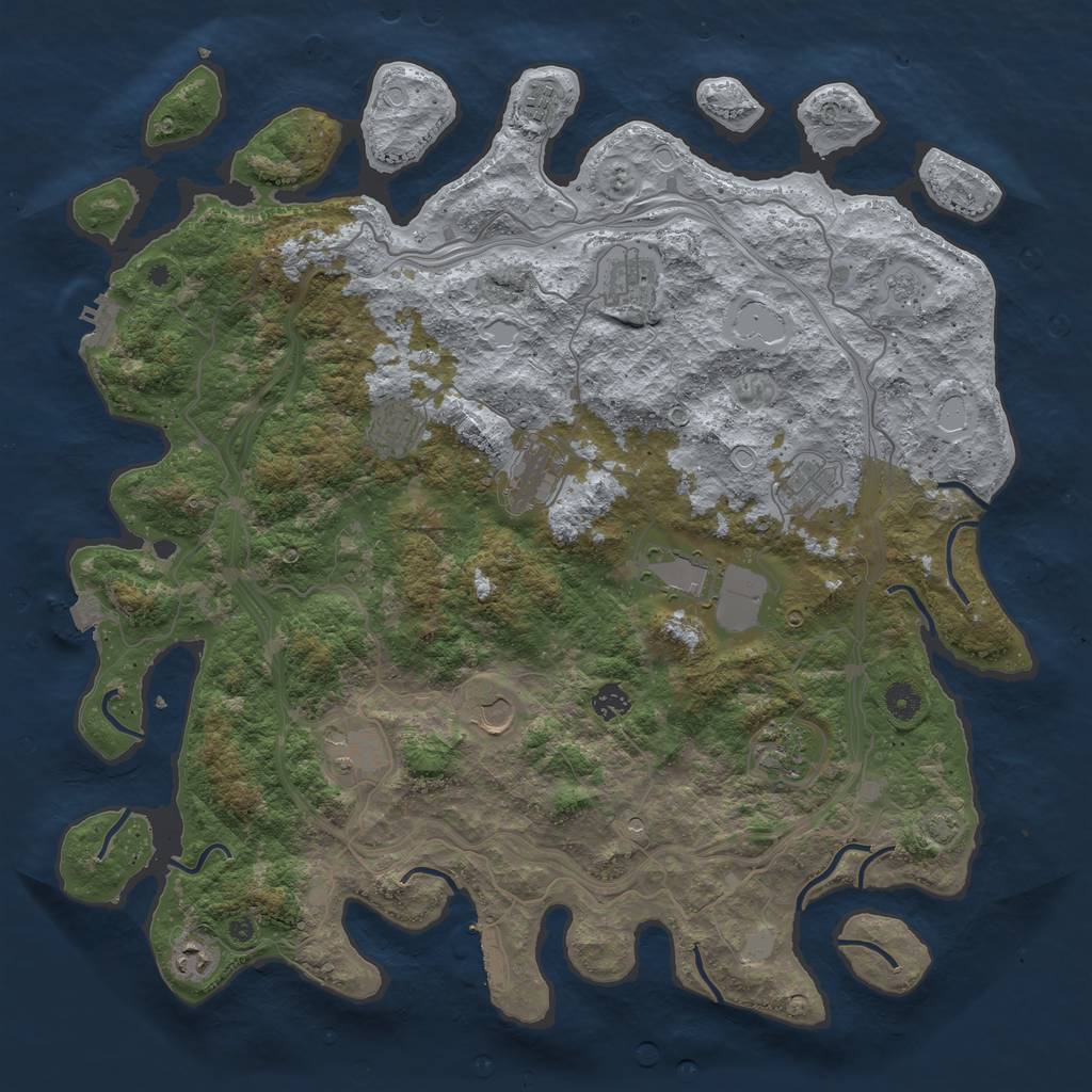 Rust Map: Procedural Map, Size: 4500, Seed: 1078396098, 19 Monuments