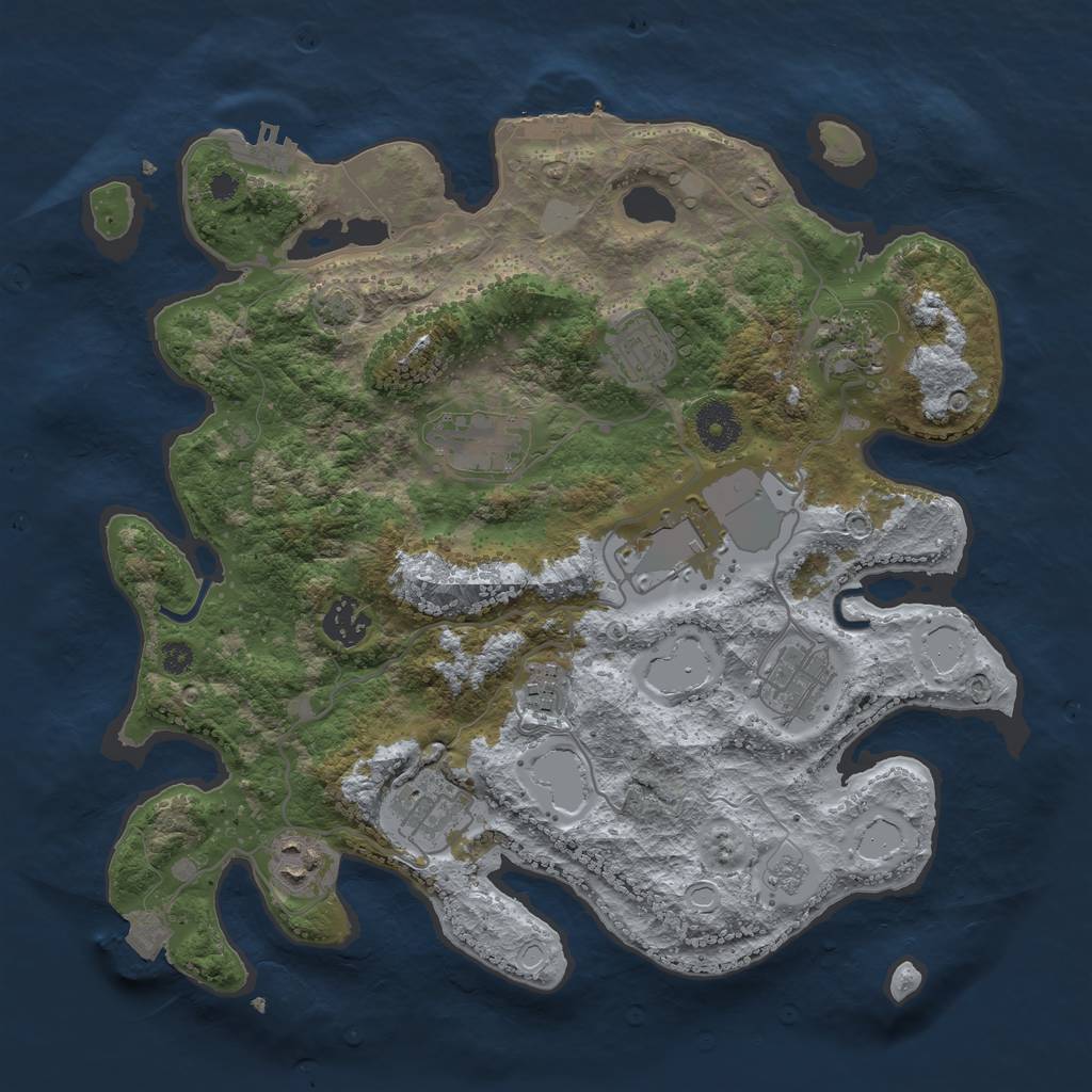 Rust Map: Procedural Map, Size: 3500, Seed: 1374487894, 16 Monuments
