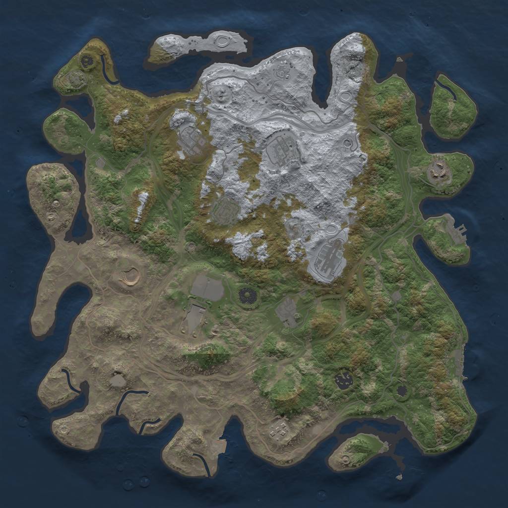 Rust Map: Procedural Map, Size: 4250, Seed: 666151497, 18 Monuments