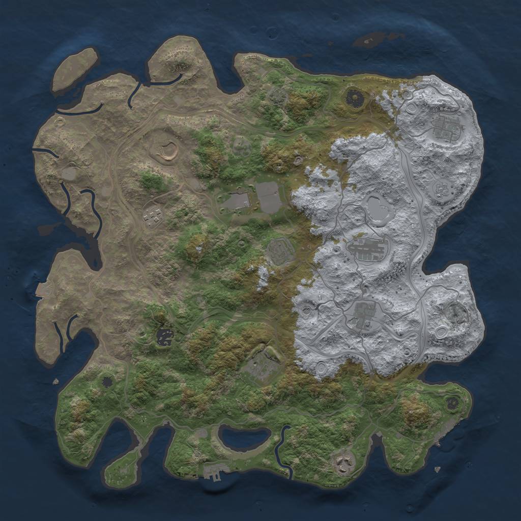 Rust Map: Procedural Map, Size: 4300, Seed: 90210, 18 Monuments