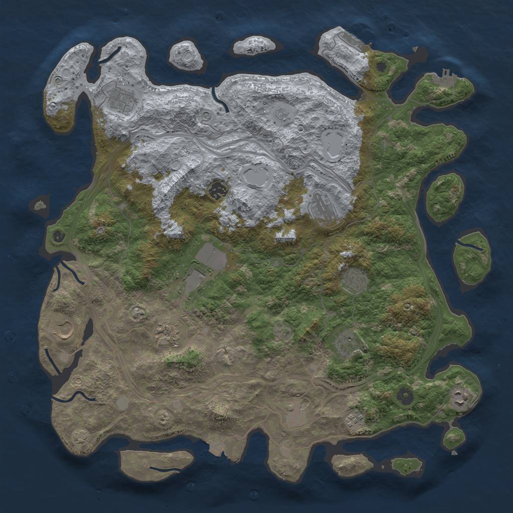 Rust Map: Procedural Map, Size: 4500, Seed: 1223334444, 19 Monuments