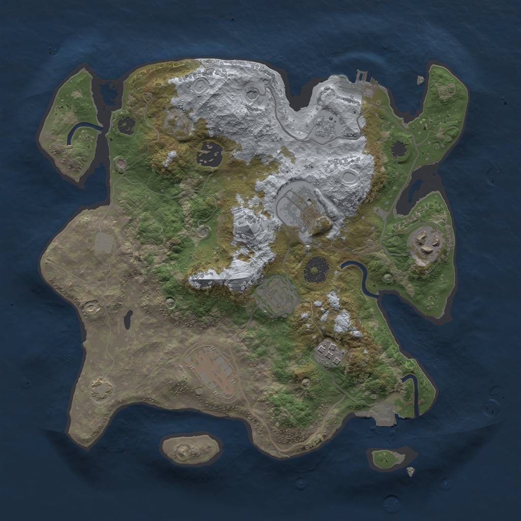 Rust Map: Procedural Map, Size: 3000, Seed: 2078215620, 13 Monuments