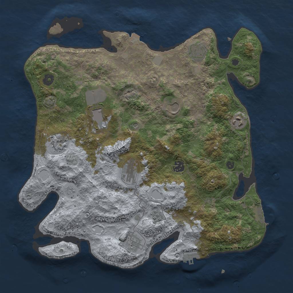 Rust Map: Procedural Map, Size: 3800, Seed: 945465439, 17 Monuments