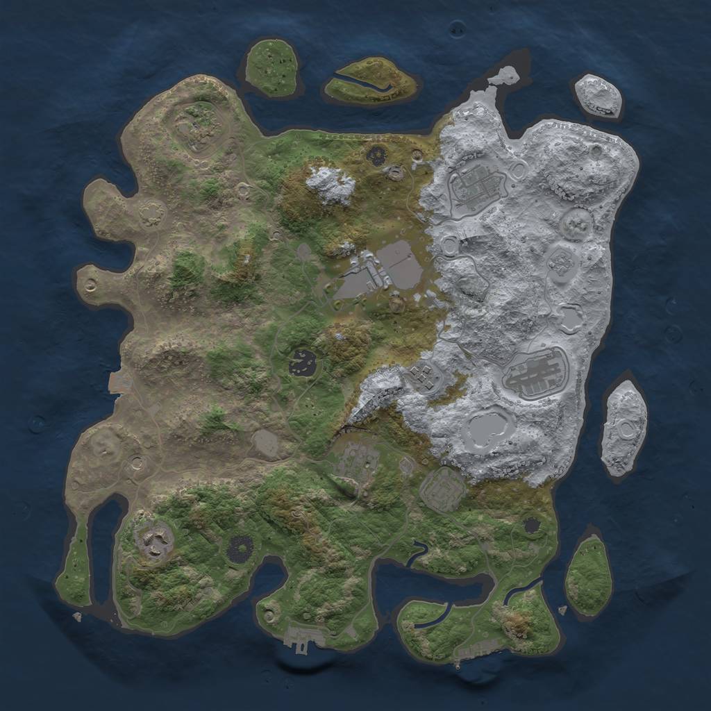 Rust Map: Procedural Map, Size: 3800, Seed: 624901658, 17 Monuments