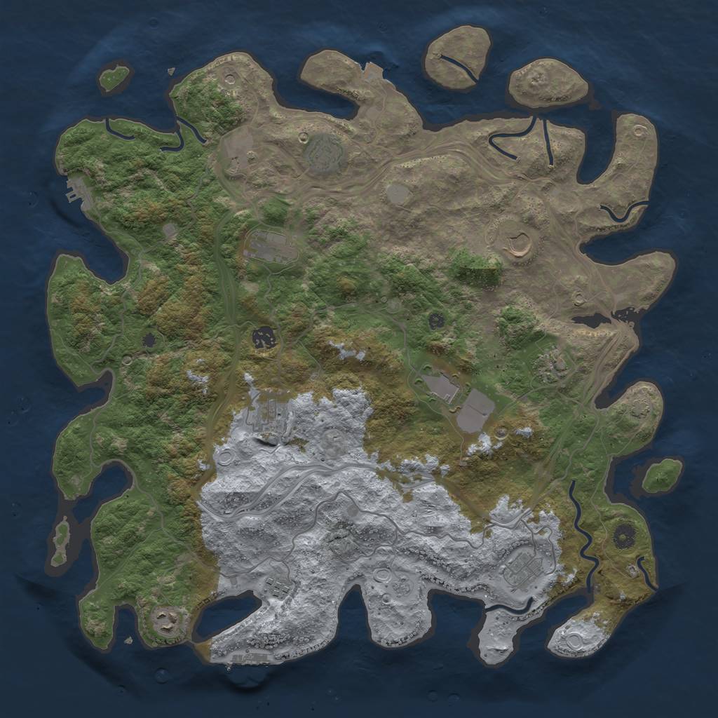 Rust Map: Procedural Map, Size: 4500, Seed: 230660494, 19 Monuments