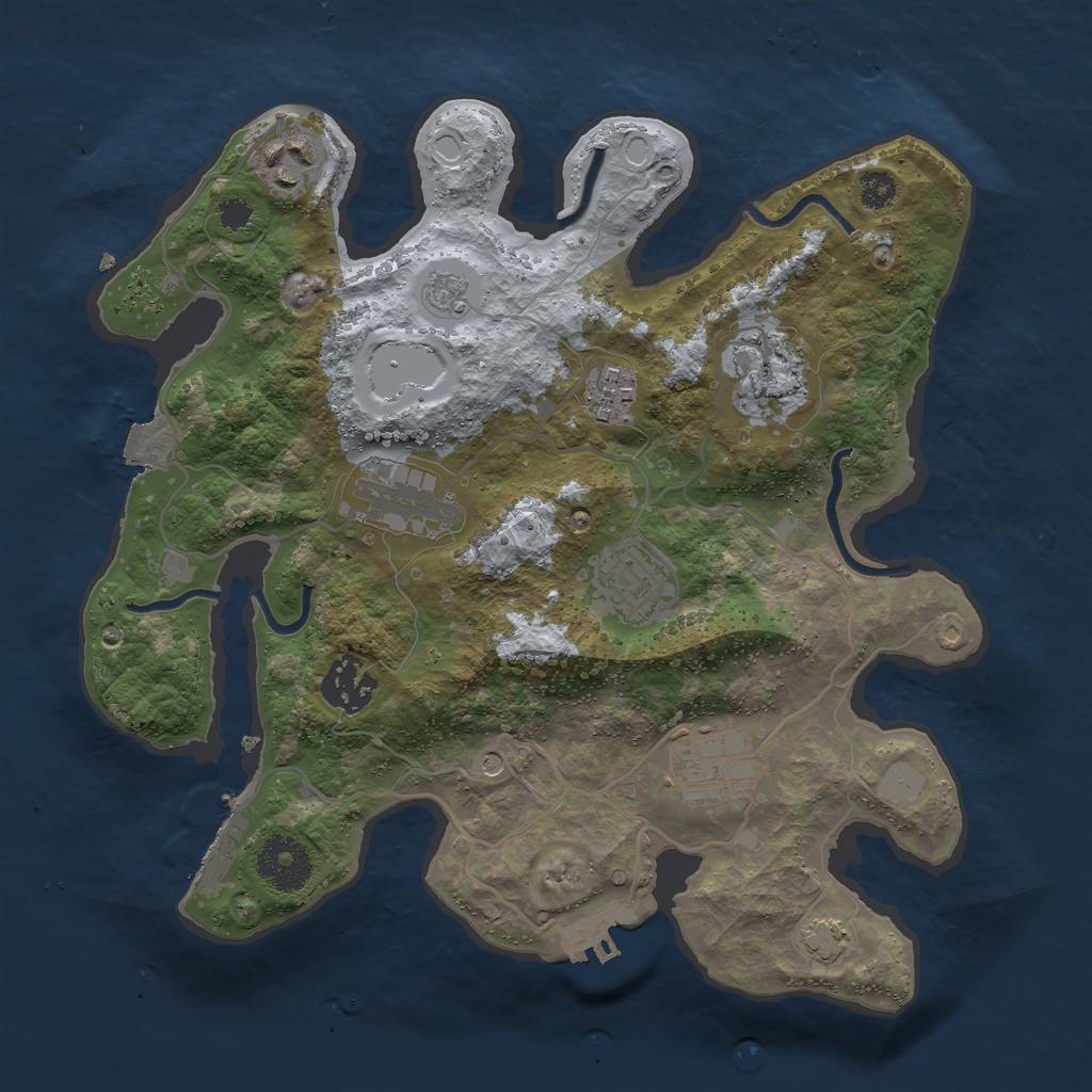 Rust Map: Procedural Map, Size: 3000, Seed: 1889454329, 15 Monuments