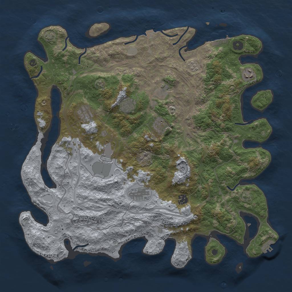 Rust Map: Procedural Map, Size: 4250, Seed: 1898223237, 17 Monuments