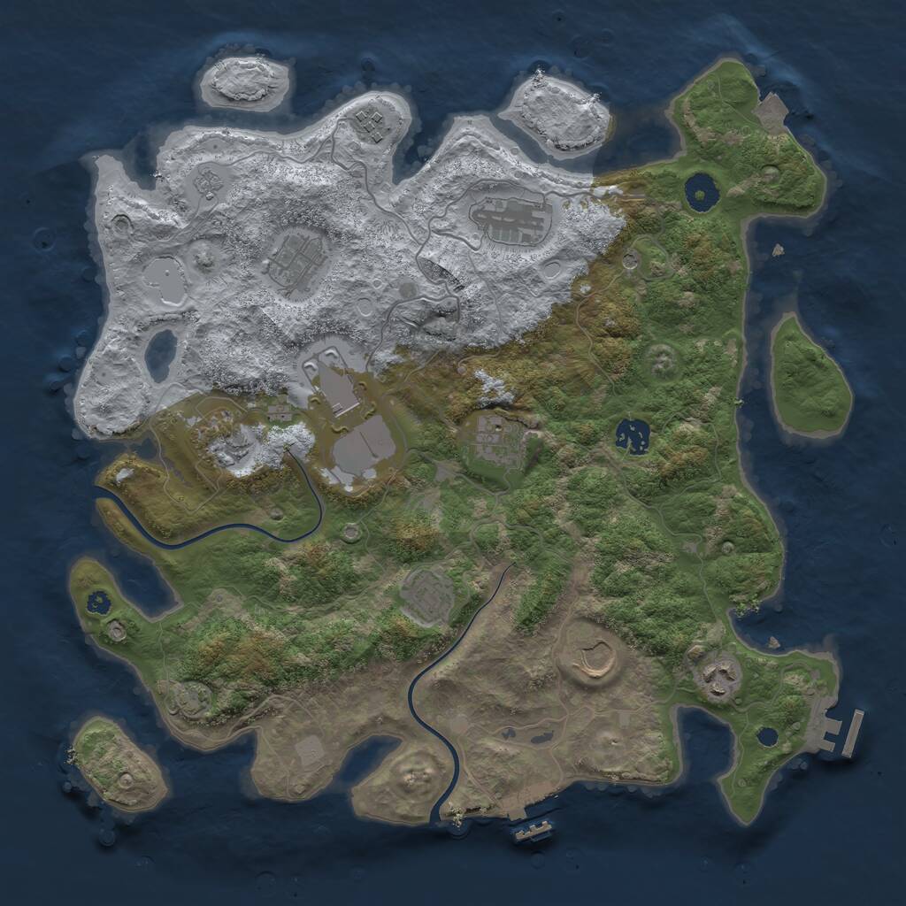 Rust Map: Procedural Map, Size: 3800, Seed: 13465816, 16 Monuments