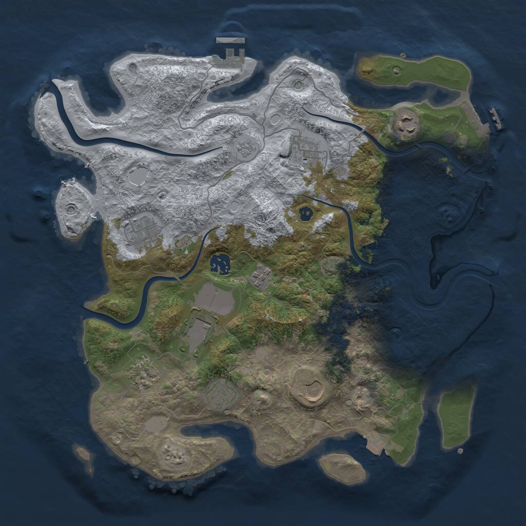 Rust Map: Procedural Map, Size: 3700, Seed: 85575220, 15 Monuments