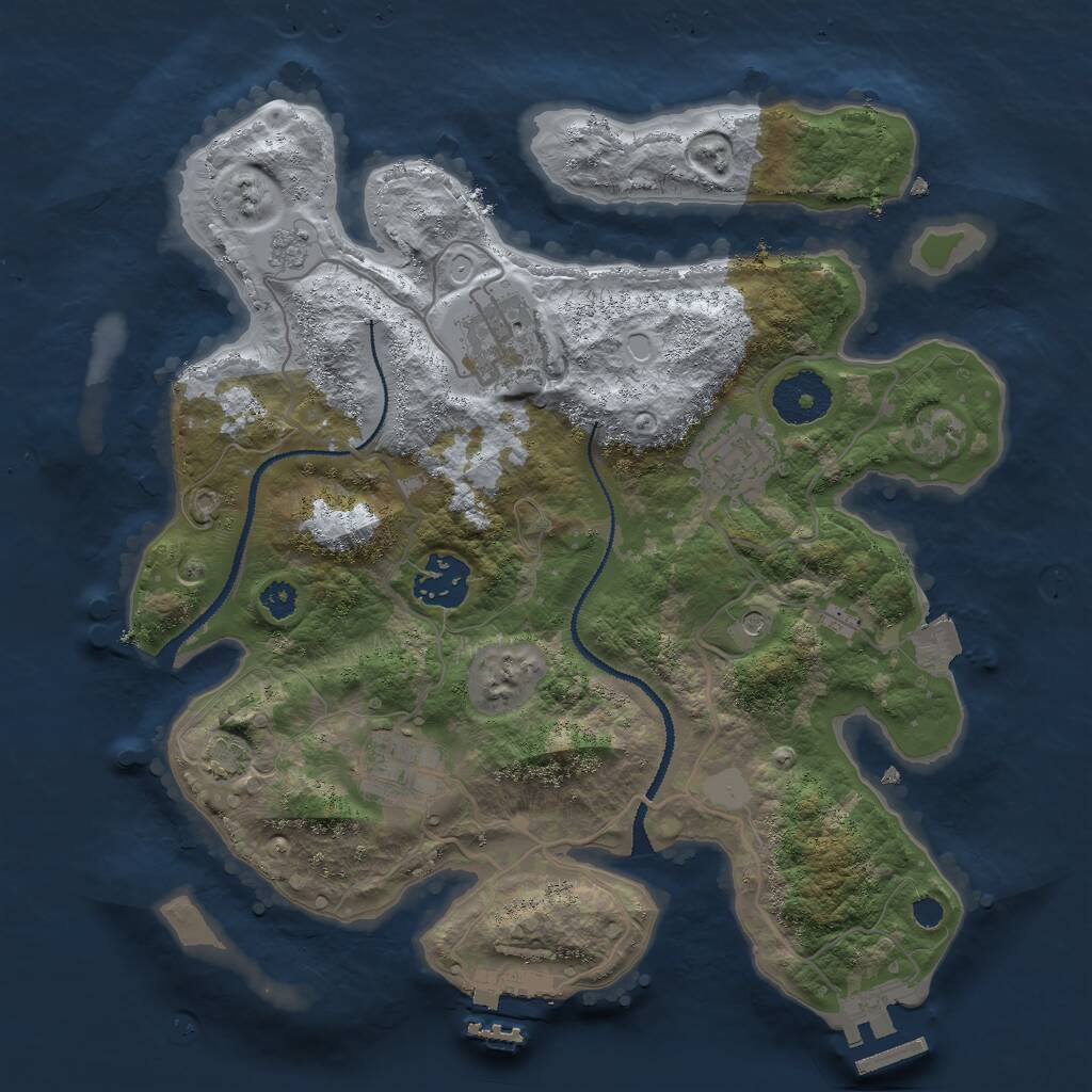 Rust Map: Procedural Map, Size: 3000, Seed: 24338, 10 Monuments