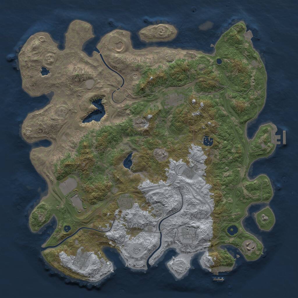 Rust Map: Procedural Map, Size: 4400, Seed: 30389994, 16 Monuments