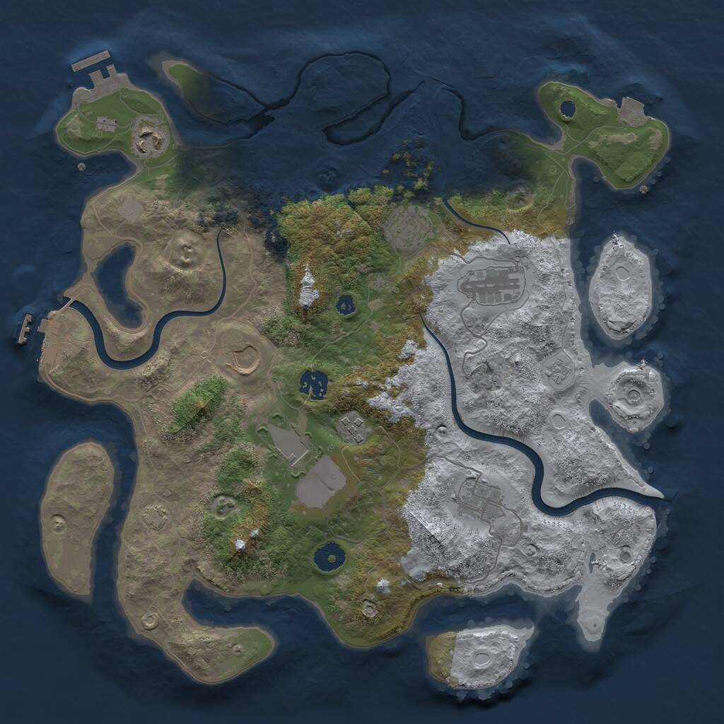 Rust Map: Procedural Map, Size: 3700, Seed: 52907303, 14 Monuments