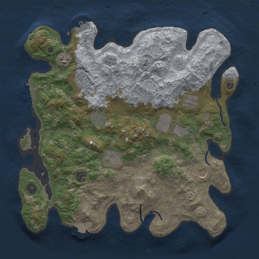 Rust Map: Procedural Map, Size: 3750, Seed: 57749035, 17 Monuments