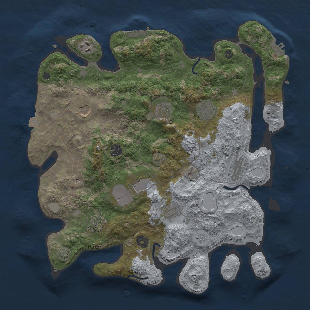 Rust Map: Procedural Map, Size: 3750, Seed: 90105251, 18 Monuments