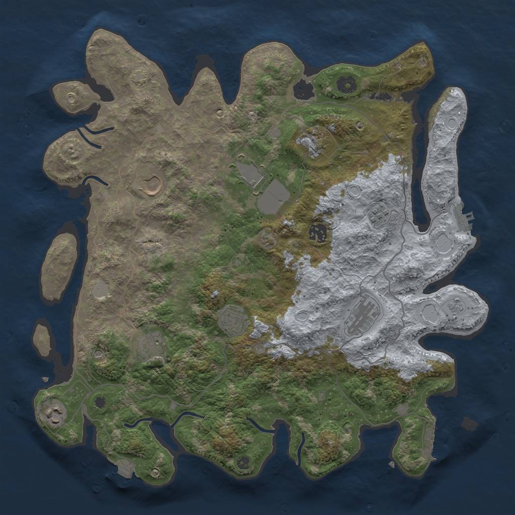 Rust Map: Procedural Map, Size: 4000, Seed: 96096943, 17 Monuments