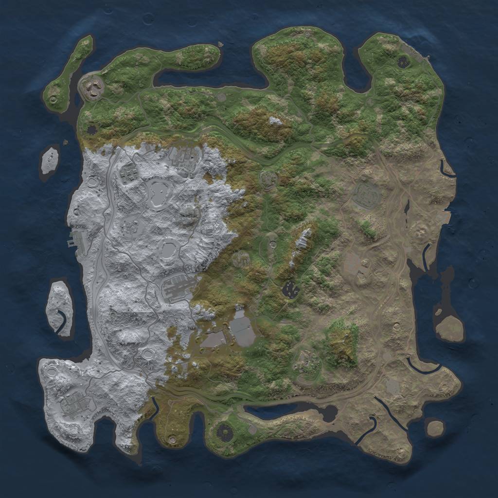 Rust Map: Procedural Map, Size: 4400, Seed: 42249506, 18 Monuments