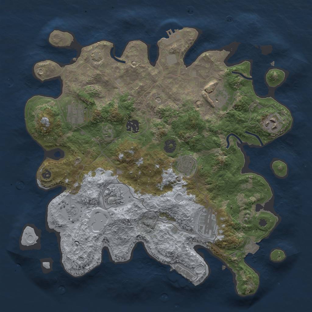 Rust Map: Procedural Map, Size: 3450, Seed: 1290980, 15 Monuments
