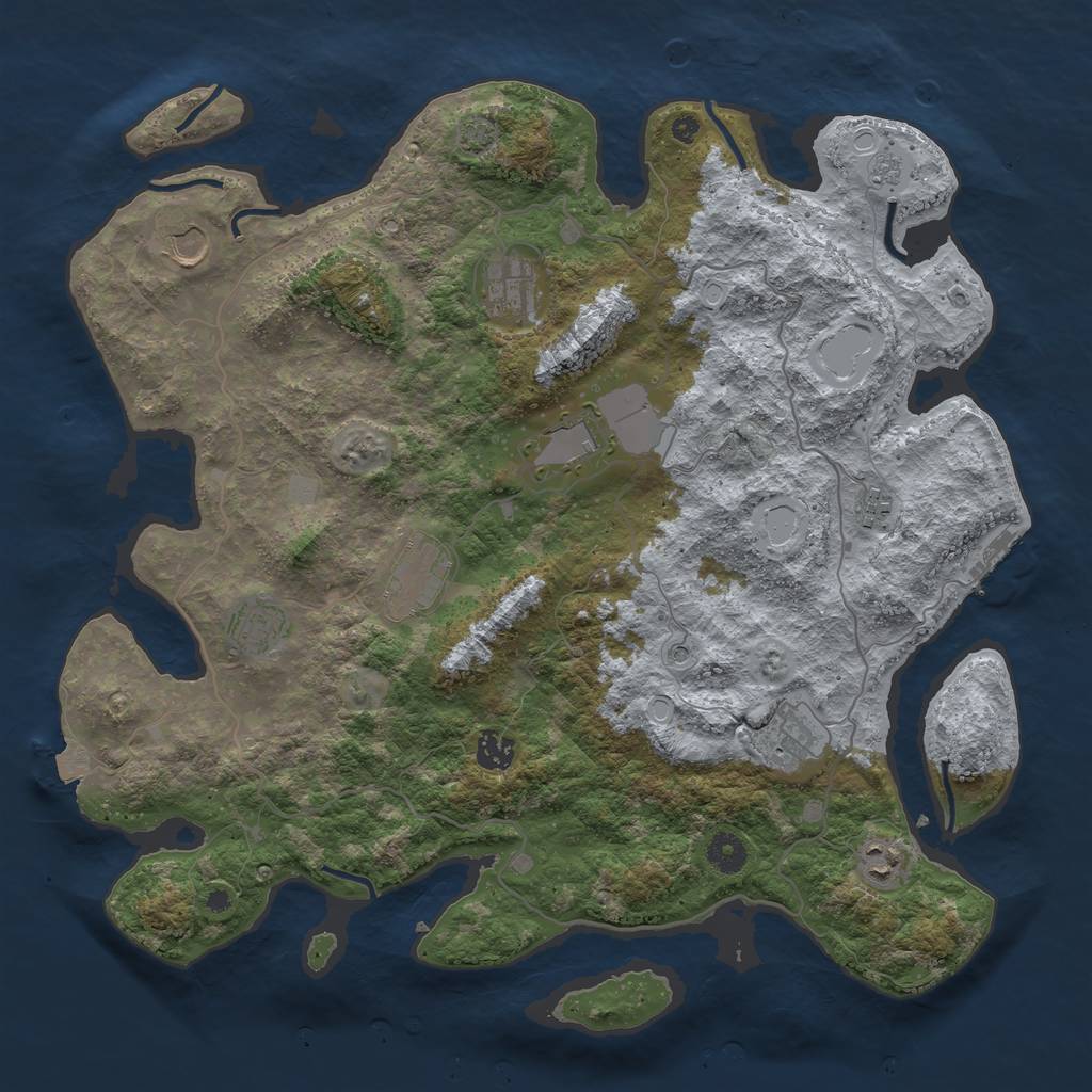 Rust Map: Procedural Map, Size: 4100, Seed: 4480991, 16 Monuments