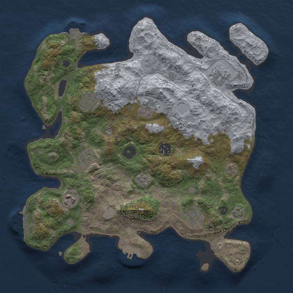 Rust Map: Procedural Map, Size: 3450, Seed: 73878973, 16 Monuments